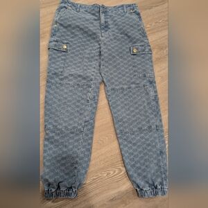 Blue Patterned Cargo Pants